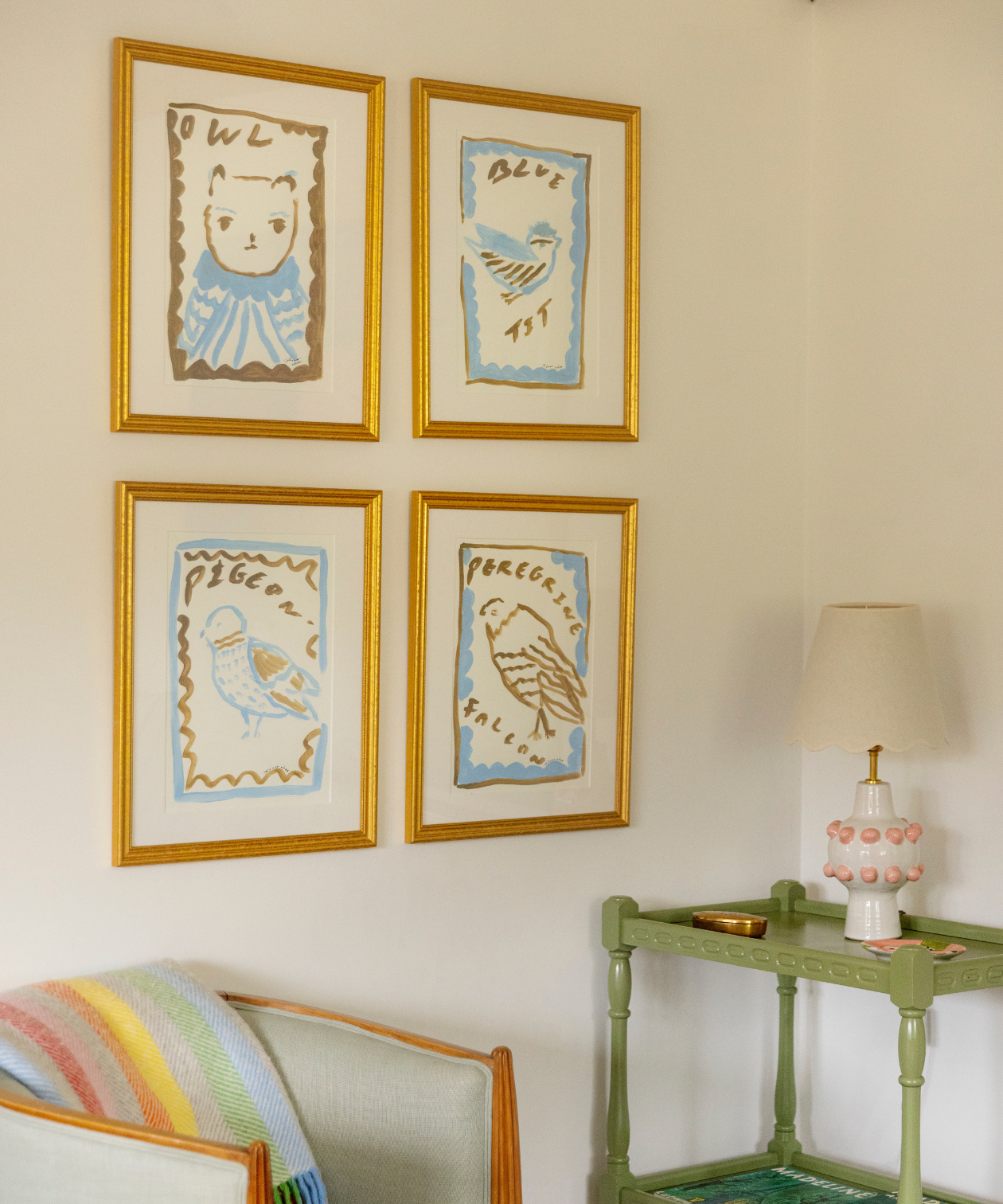 Framed bird illustrations