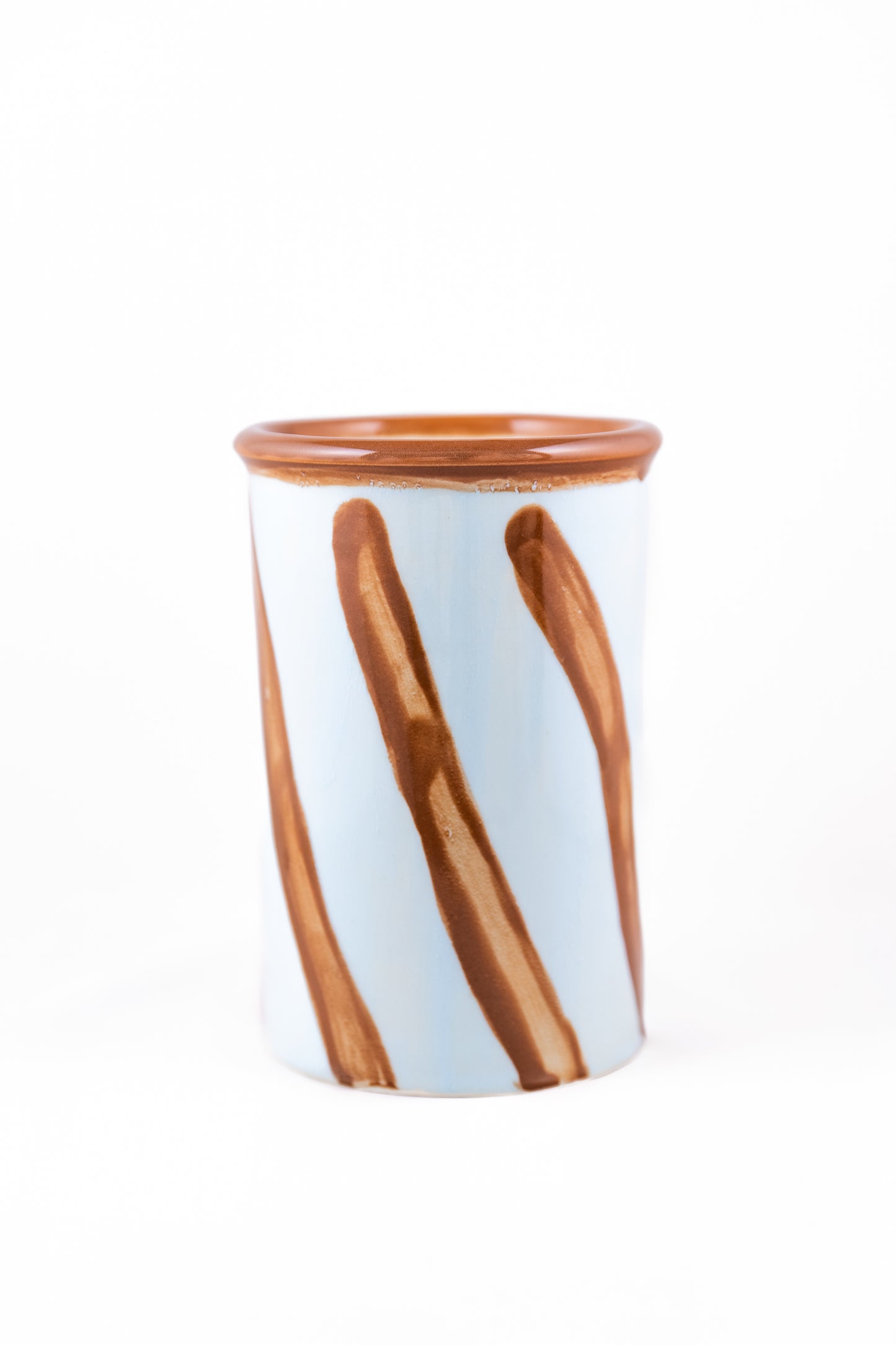 Sky Blue and Brown Utensil Pot