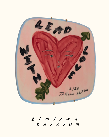 Limited edition hand painted decorative plate that is perfect for Valentine's day gifting. By Tatiana Alida