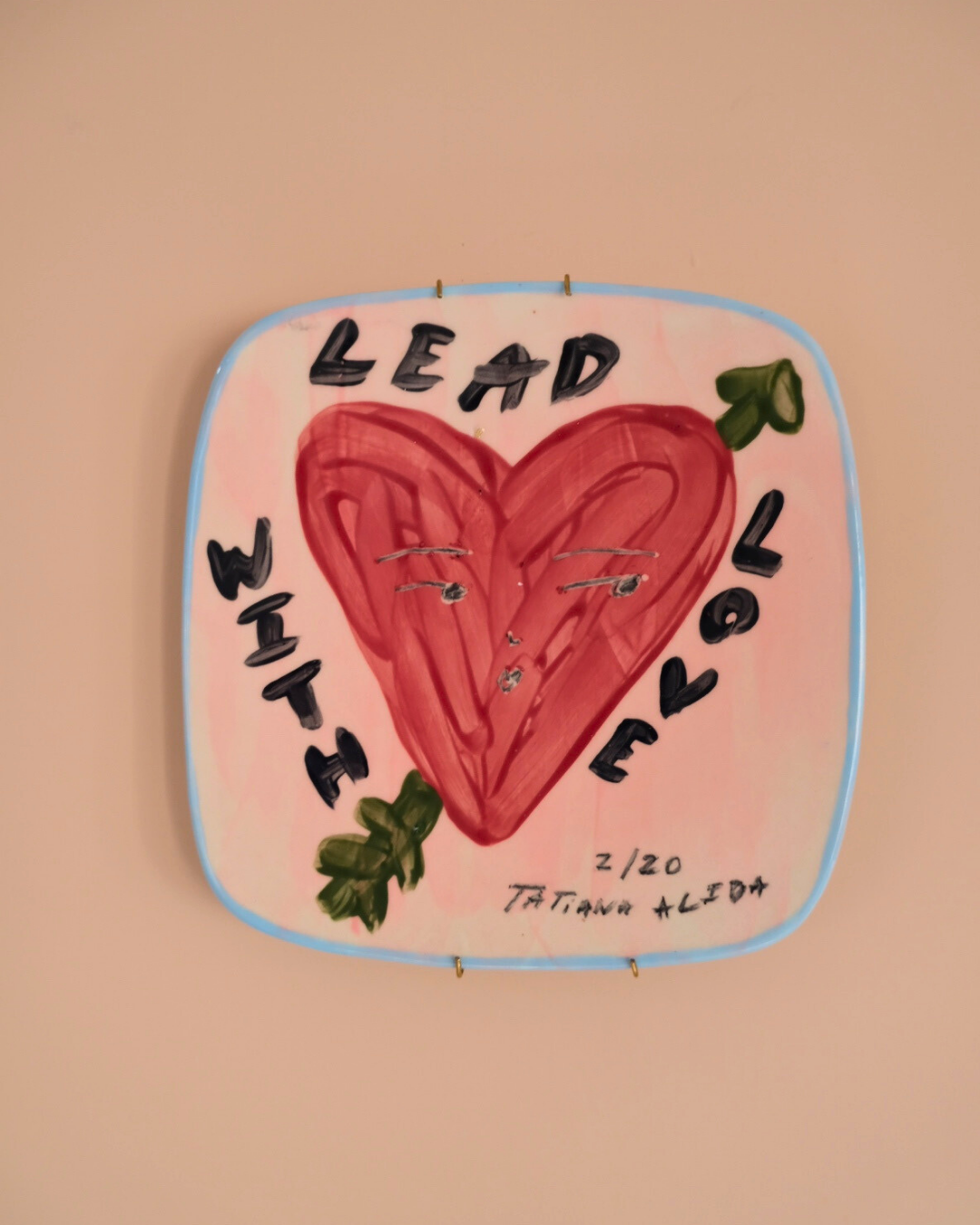 Limited edition hand painted decorative plate that is perfect for Valentine's day gifting. By Tatiana Alida