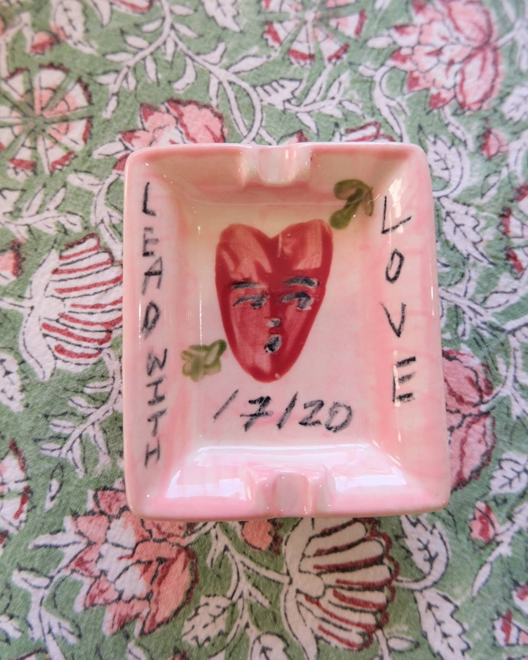 Hand painted ceramic trinket dish for Valentine's day by Tatiana Alida