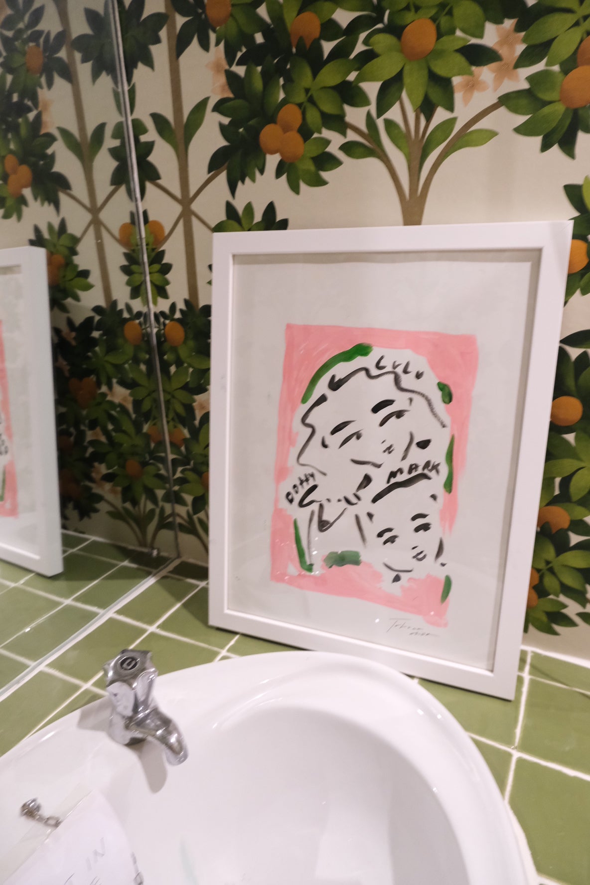 Personalised Portraits Pink and Green