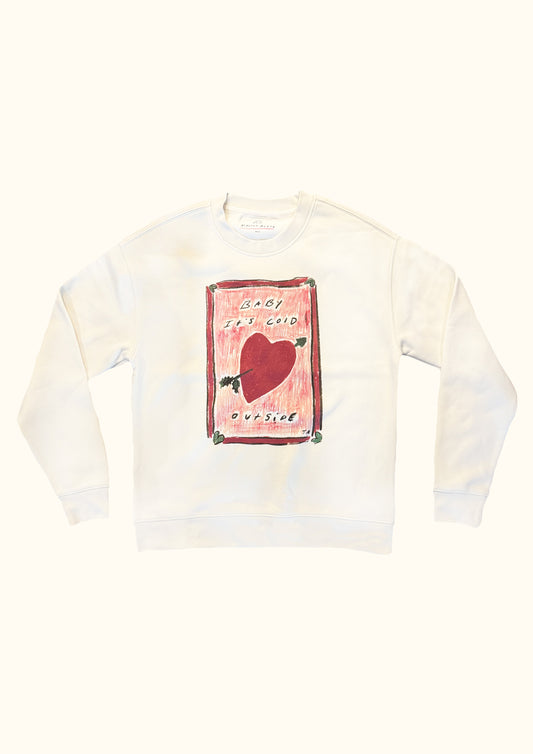 Baby It's Cold Outside cream slogan sweatshirt by artist Tatiana Alida 