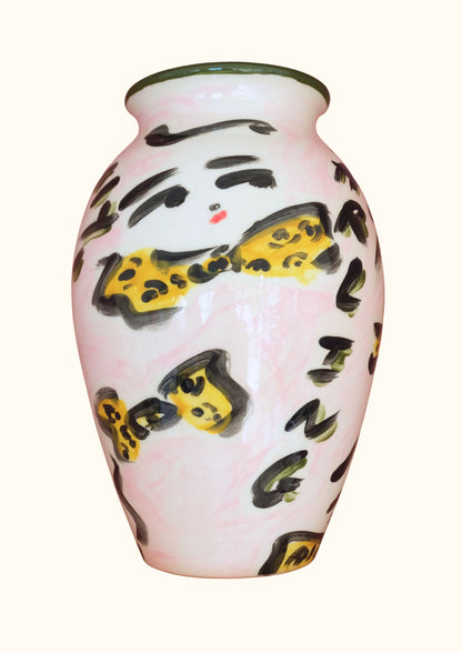 The Pink Tata Vase  Extra Large Hand Painted Earthenware Vase