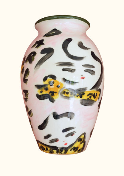 The Pink Tata Vase  Extra Large Hand Painted Earthenware Vase