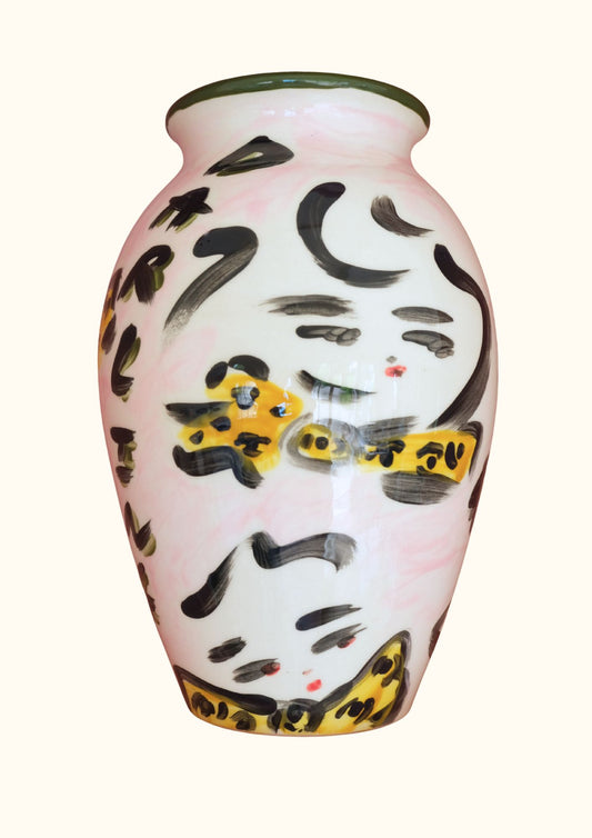 The Pink Tata Vase  Extra Large Hand Painted Earthenware Vase