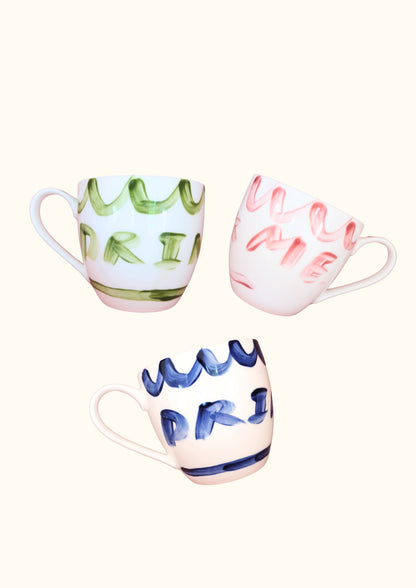 Hand Painted Coffee Cups - Drink Me Set of 6