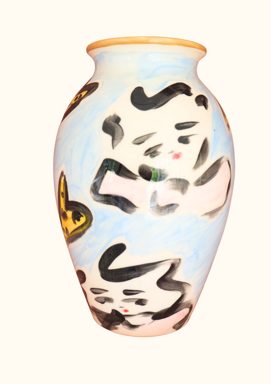The blue Tata Vase  Extra Large Hand Painted Earthenware Vase