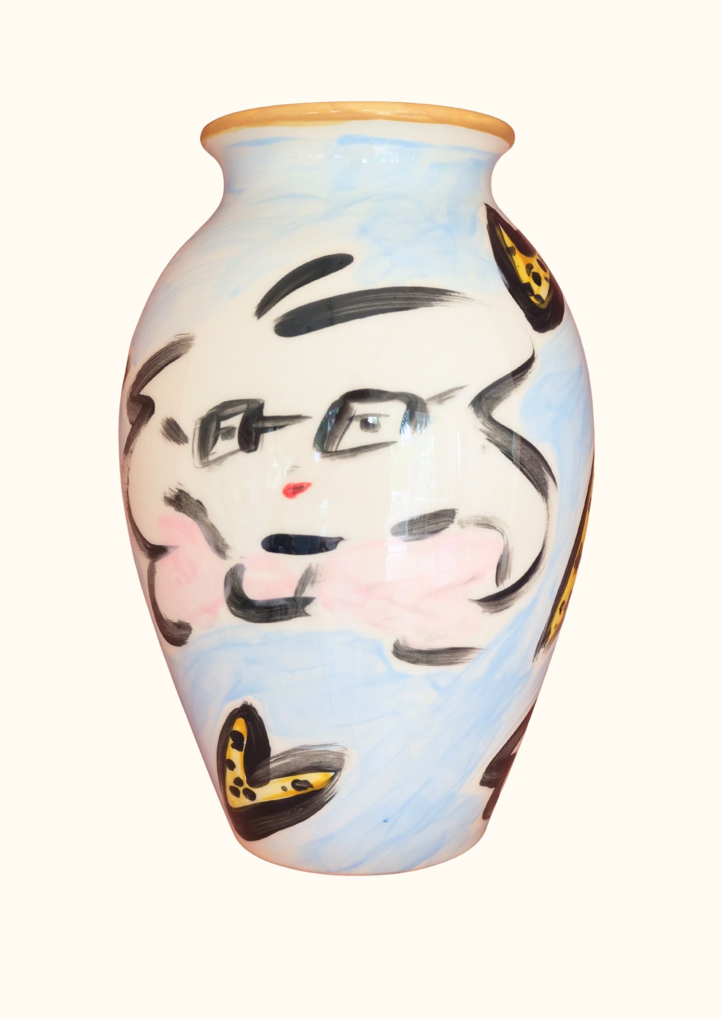 The blue Tata Vase  Extra Large Hand Painted Earthenware Vase