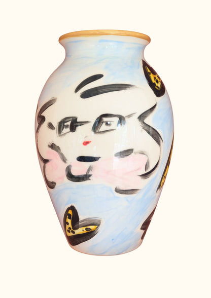 The blue Tata Vase  Extra Large Hand Painted Earthenware Vase