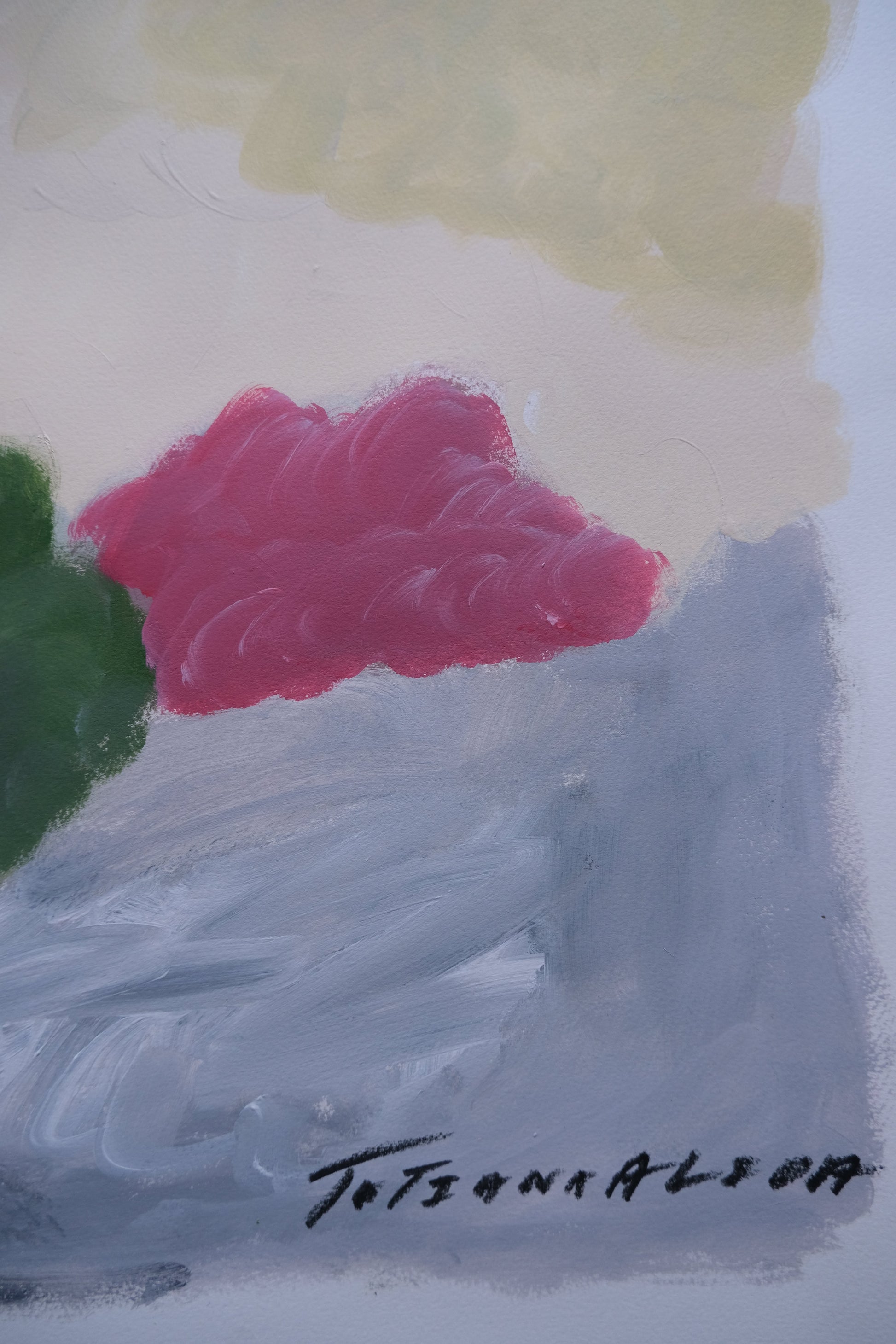 Abstract painting with colorful brush strokes on a white background