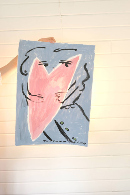 Tata Holding A Heart - Original Art Work A2