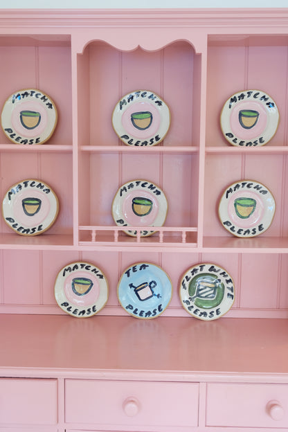 The Please Plate Trio — 3 Hand Painted Decorative Wall Plates Tea, Coffee & Matcha