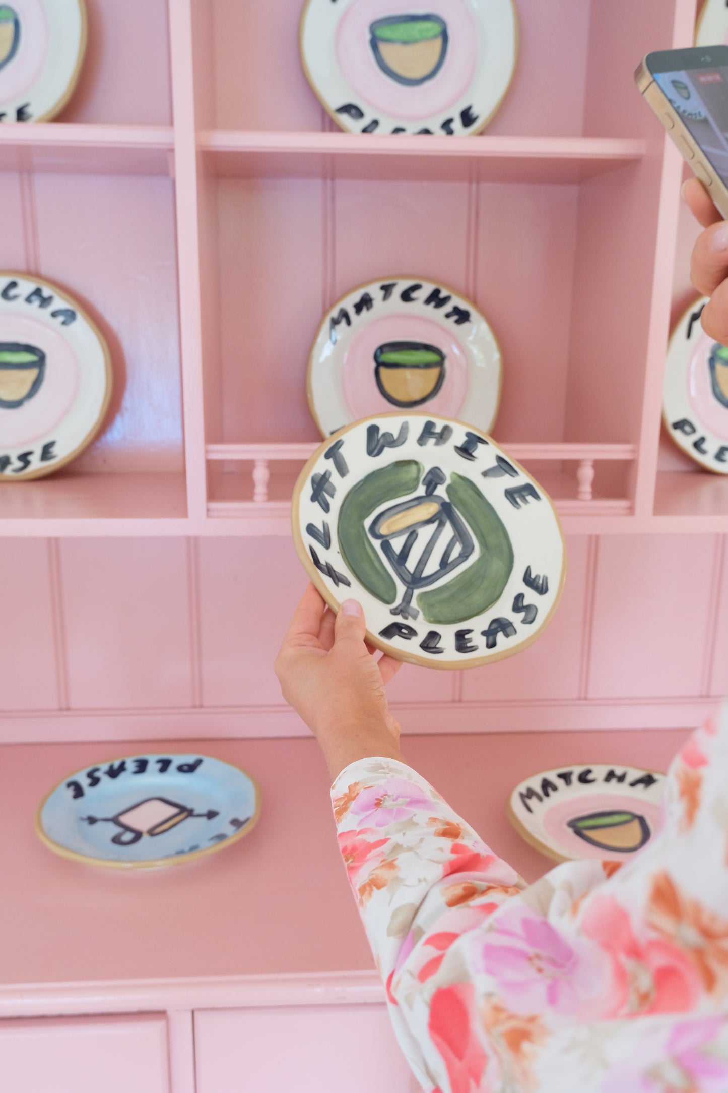 The Please Plate Trio — 3 Hand Painted Decorative Wall Plates Tea, Coffee & Matcha