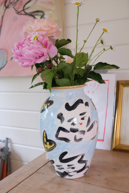 The blue Tata Vase  Extra Large Hand Painted Earthenware Vase