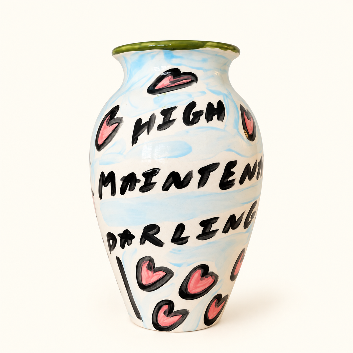 The Hight Maintenance Poodle Extra Large Hand Painted Earthenware Vase