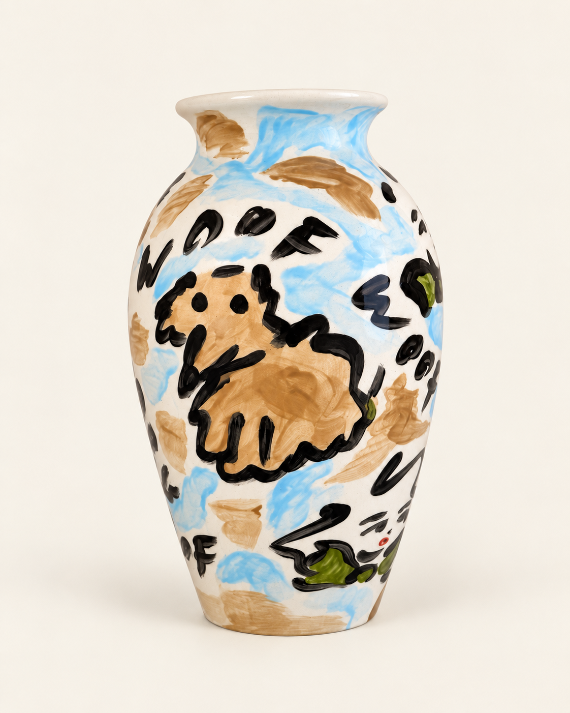Tata and her Dogs Extra Large Hand Painted Earthenware Vase