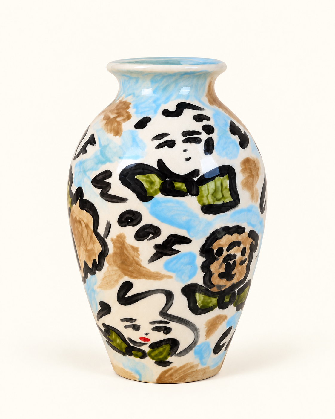 Tata and her Dogs Extra Large Hand Painted Earthenware Vase