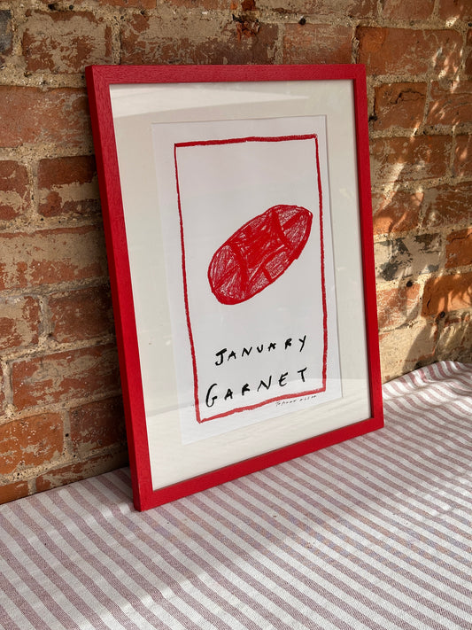 Framed A4 Birthstone print