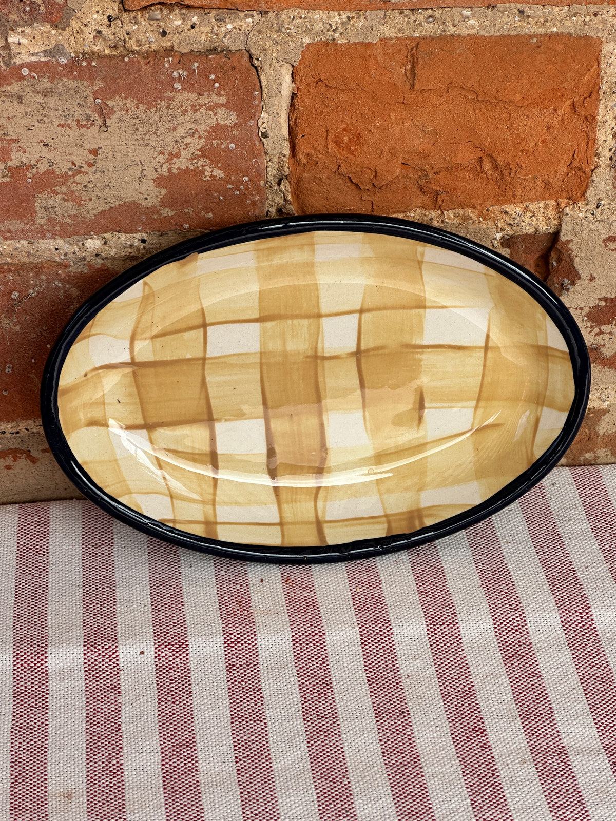 Small Checked Oval Dish