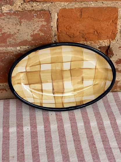 Small Checked Oval Dish