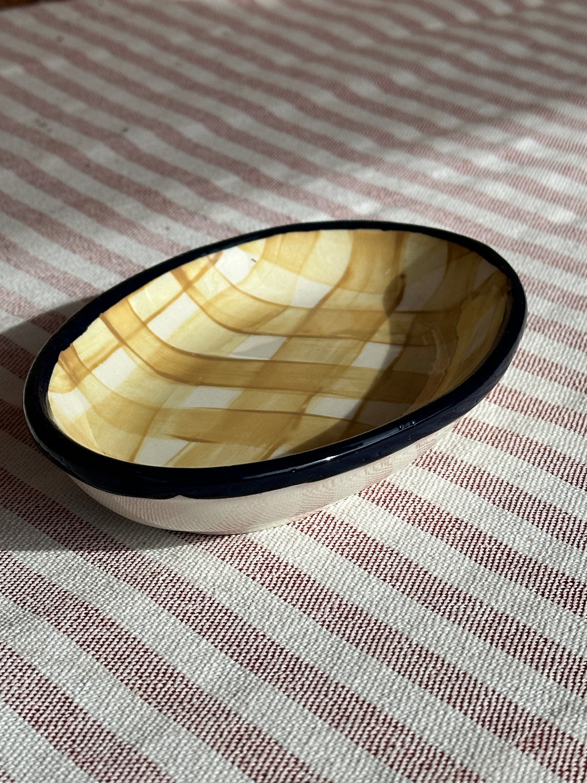 Small Checked Oval Dish