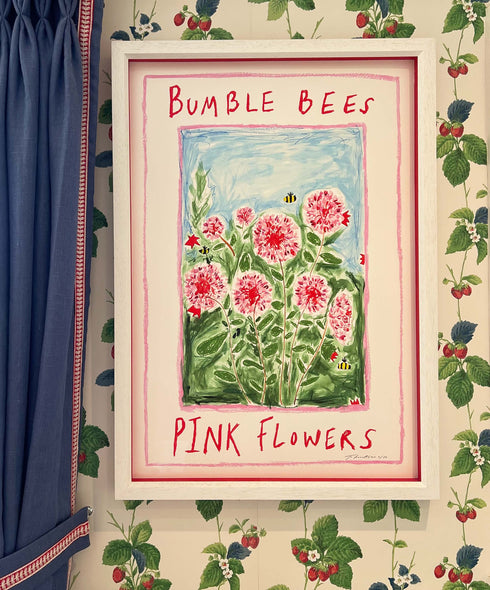 Bumble Bees & Pink Flowers - Limited edition A1 print