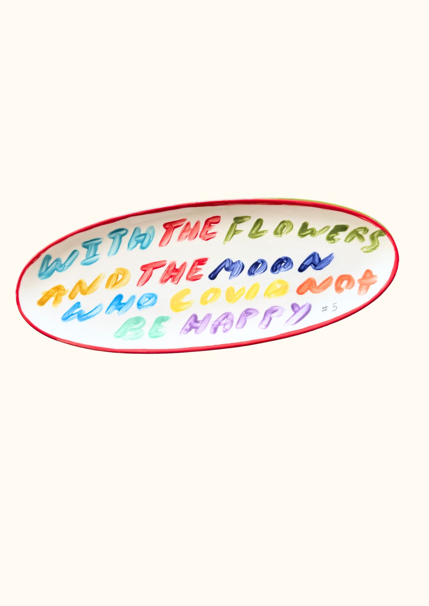 With the Flowers and the Moon Who Could Not Be Happy - Coffee Table Decorative Platter
