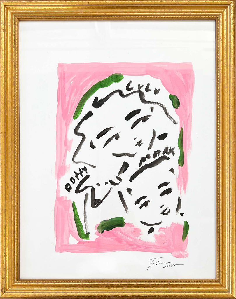 Personalised Portraits Pink and Green colour way.