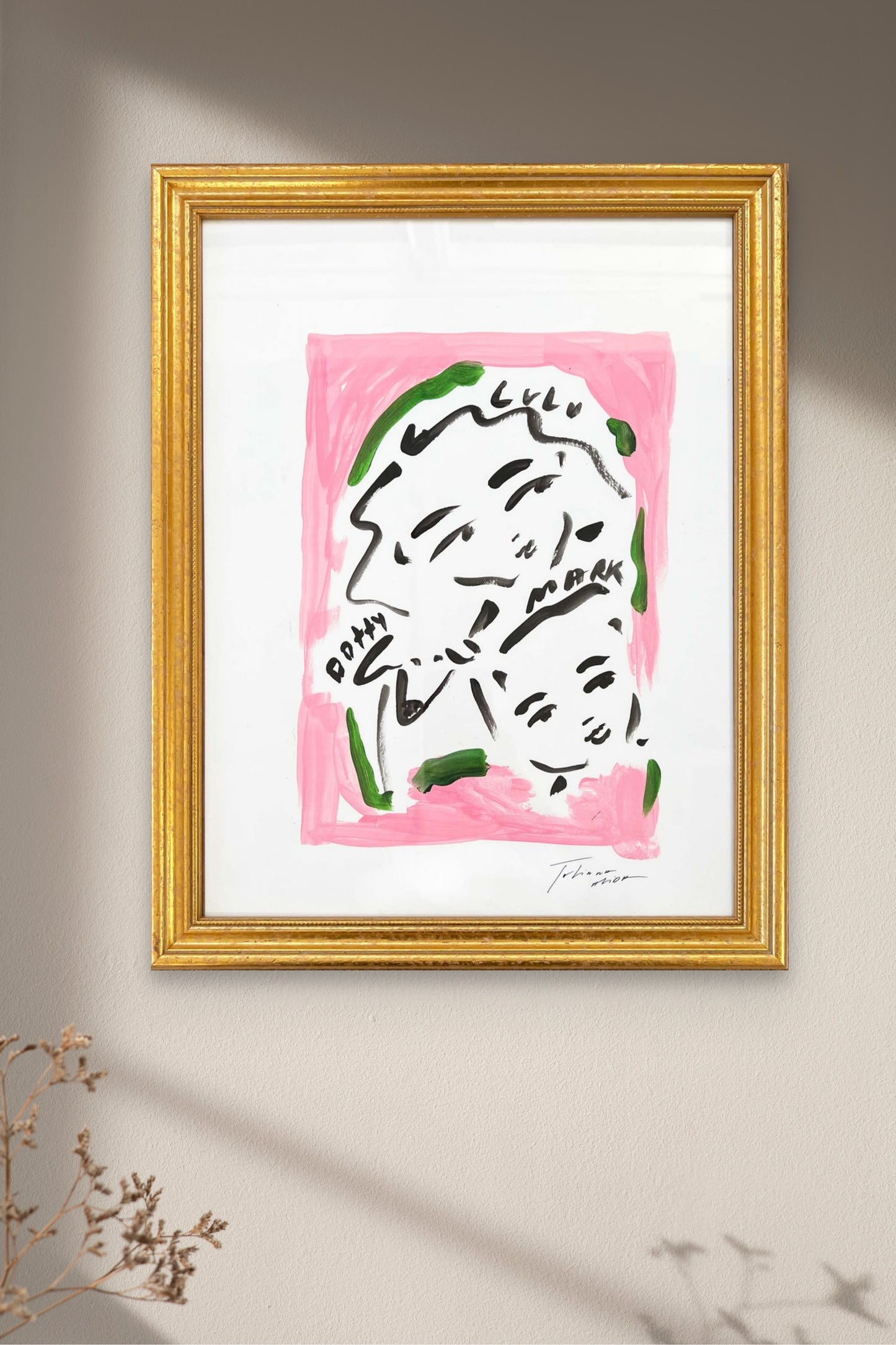 Personalised Portraits Pink and Green