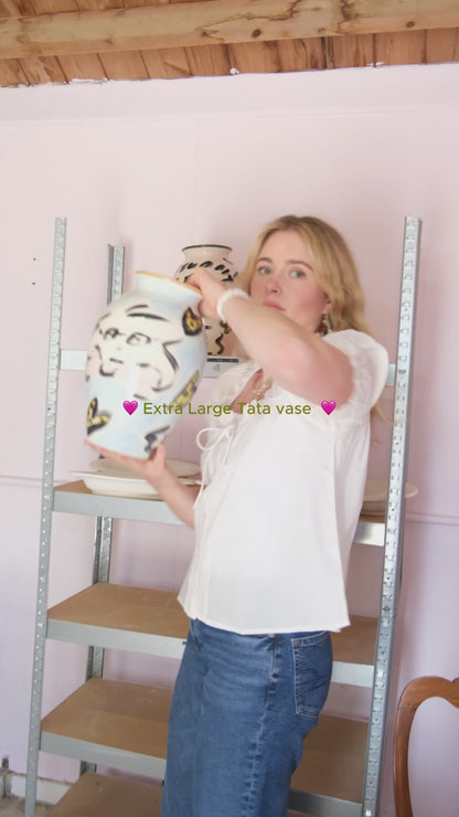 The Pink Tata Vase  Extra Large Hand Painted Earthenware Vase