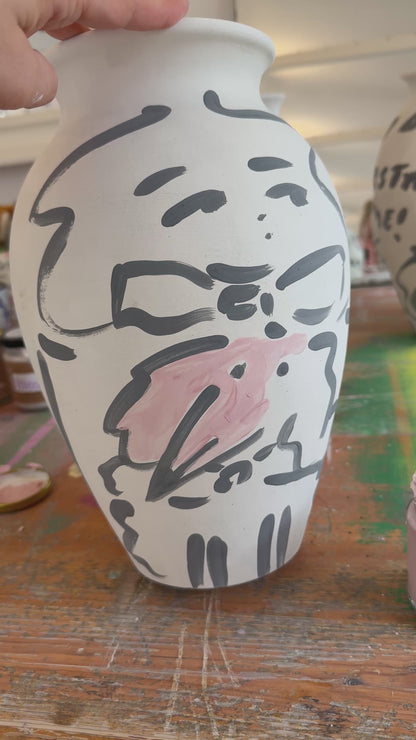 The Hight Maintenance Poodle Extra Large Hand Painted Earthenware Vase