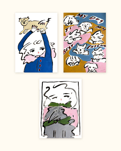 Tata and Dogs: Set of 3 Prints