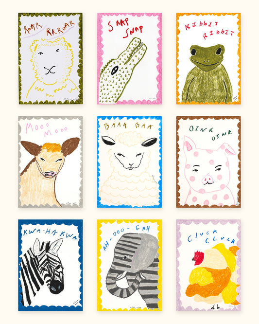 Young Hearts complete set of 9 baby animal prints by Tatiana Alida
