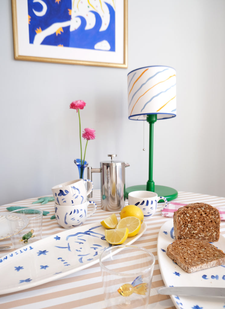 Blue and Yellow Stripe Lampshade