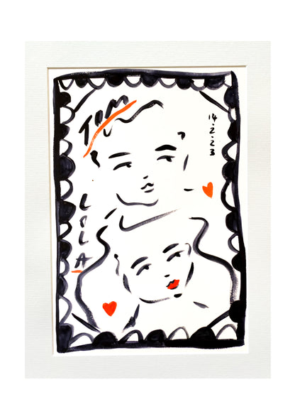 Personalised Valentines Artwork Black and White