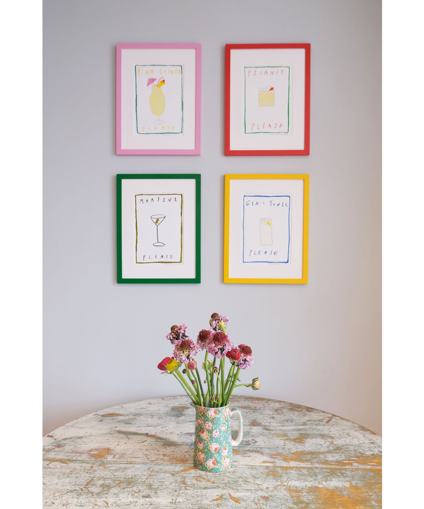 Set of Cocktail Prints with Frames